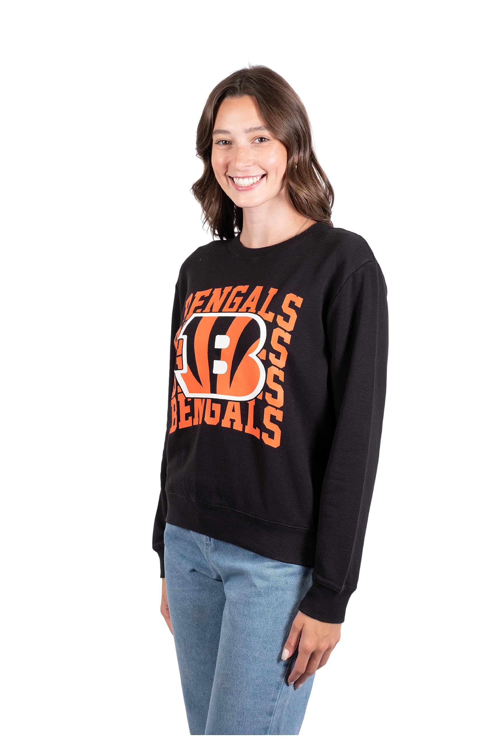 Ultra Game NFL Cincinnati Bengals Womens Long Sleeve Fleece Sweatshirt|Cincinnati Bengals - UltraGameShop