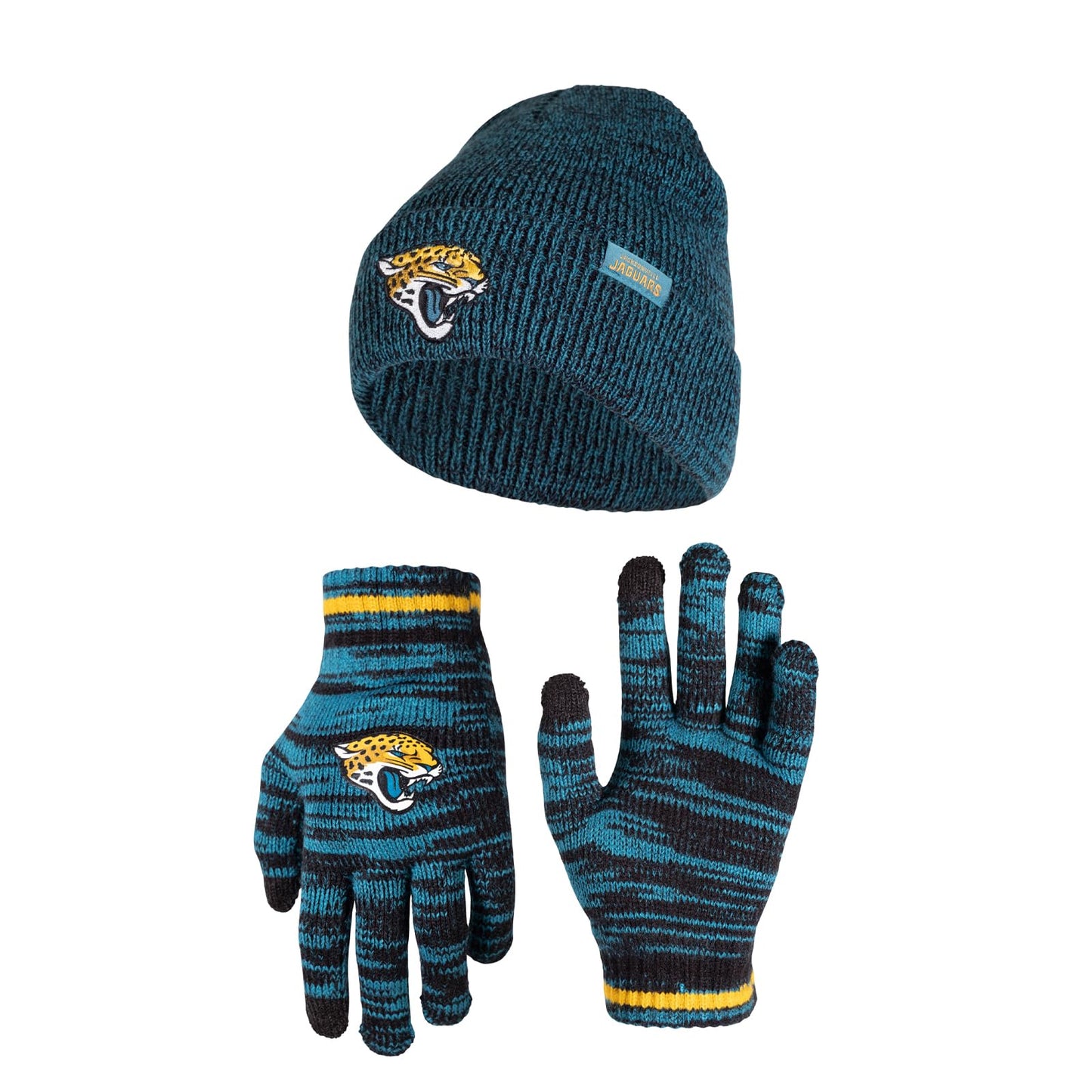 Ultra Game NFL Jacksonville Jaguars Womens Super Soft Marled Winter Beanie Knit Hat with Extra Warm Touch Screen Gloves|Jacksonville Jaguars - UltraGameShop