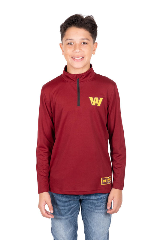 Ultra Game NFL Washington Commanders Youth Super Soft Quarter Zip Long Sleeve T-Shirt|Washington Commanders - UltraGameShop