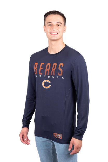 Ultra Game NFL Chicago Bears Mens Active Lightweight Quick Dry Long Sleeve T-Shirt|Chicago Bears - UltraGameShop