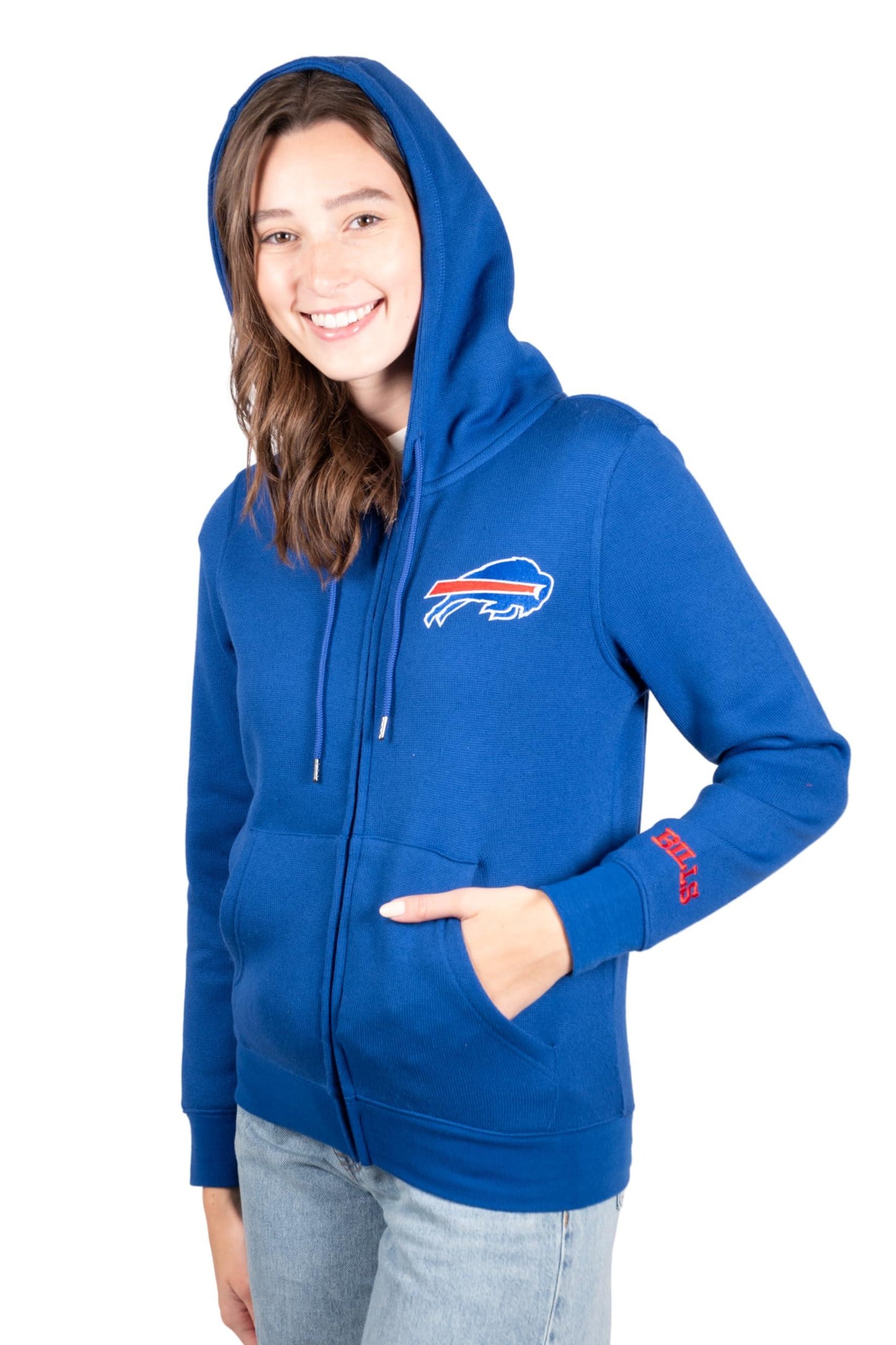 Ultra Game NFL Buffalo Bills Womens Full Zip Soft Marl Knit Hoodie Sweatshirt Jacket|Buffalo Bills - UltraGameShop