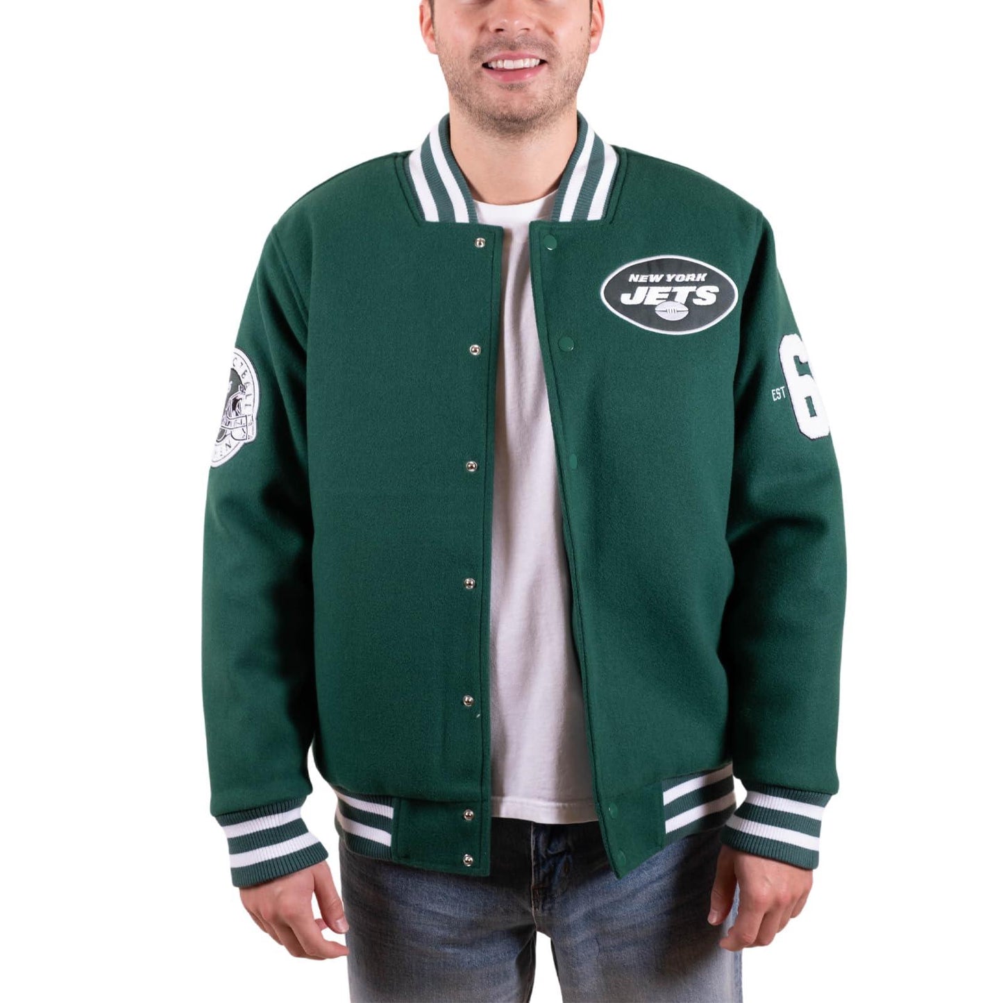 Ultra Game NFL New York Jets Mens Classic Varsity Coaches Jacket|New York Jets - UltraGameShop