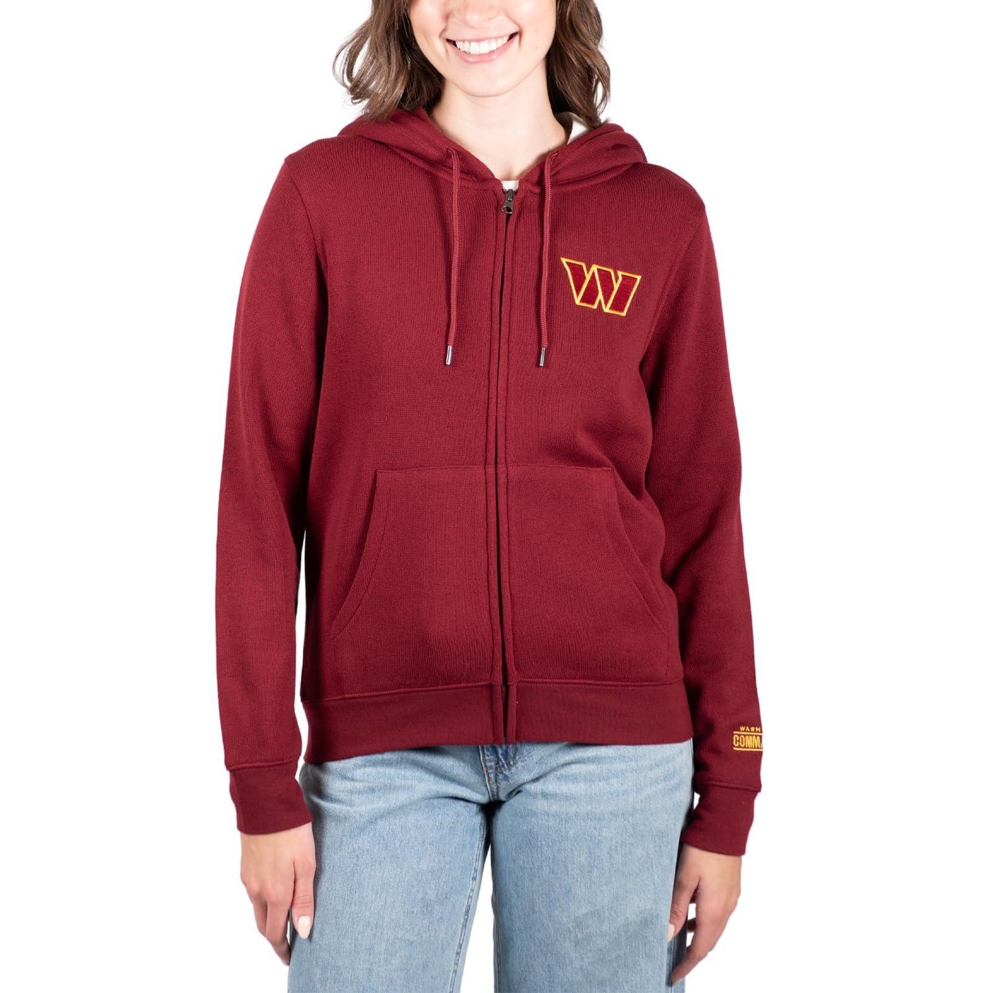 Ultra Game NFL Washington Commanders Womens Full Zip Soft Marl Knit Hoodie Sweatshirt Jacket|Washington Commanders - UltraGameShop