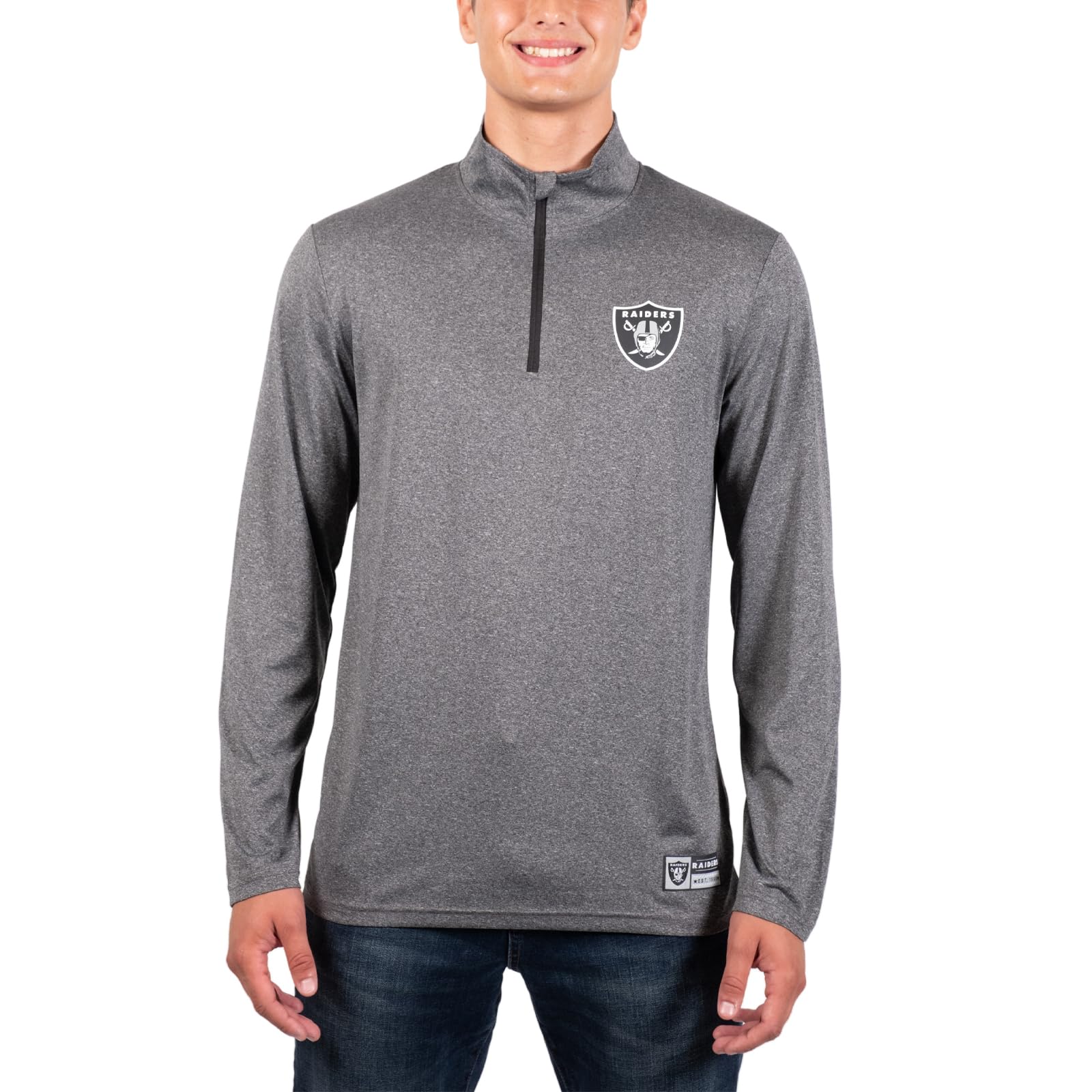 Ultra Game NFL Las Vegas Raiders Mens Super Soft Quarter Zip Long Sleeve T-Shirt|Las Vegas Raiders - UltraGameShop