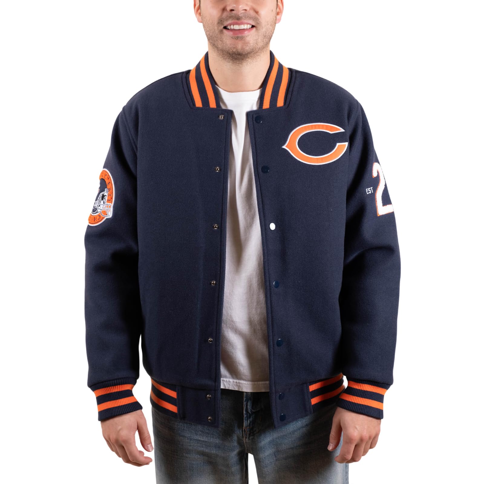 Ultra Game NFL Chicago Bears Mens Classic Varsity Coaches Jacket|Chicago Bears