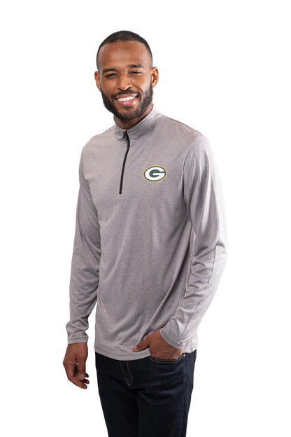 Ultra Game NFL Green Bay Packers Mens Super Soft Quarter Zip Long Sleeve T-Shirt|Green Bay Packers - UltraGameShop