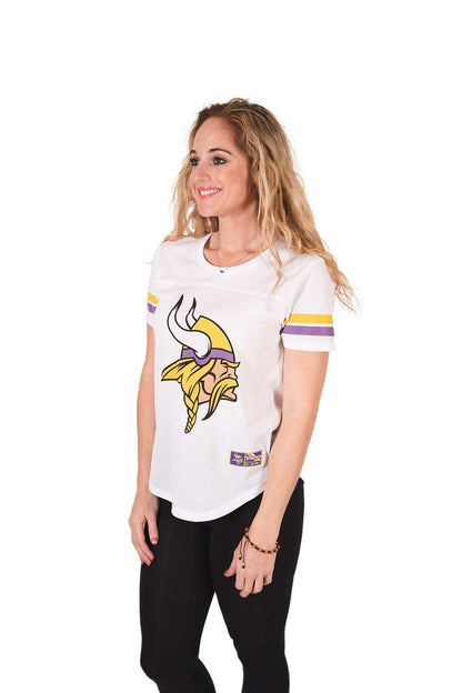 Ultra Game NFL Minnesota Vikings Womens Soft Mesh Varsity Stripe T-Shirt|Minnesota Vikings - UltraGameShop