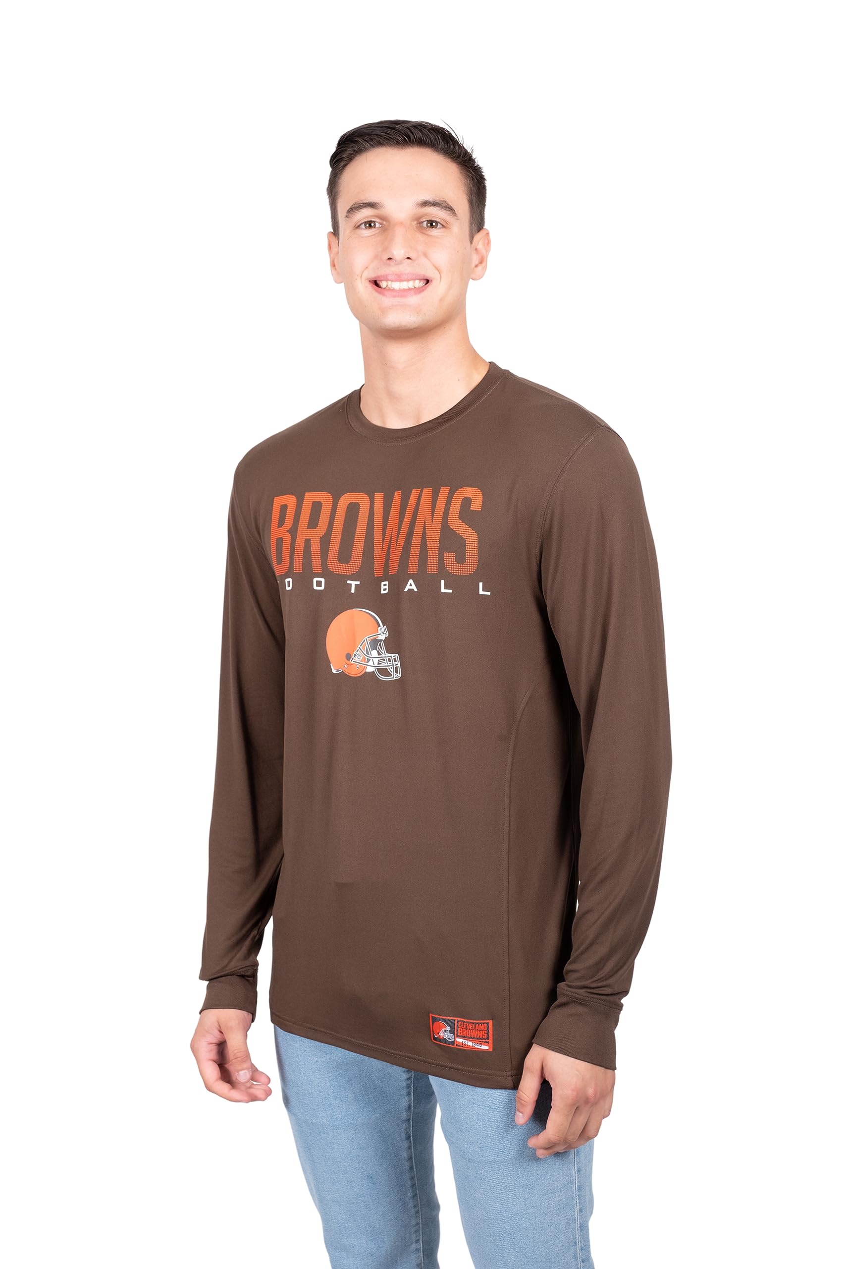 Ultra Game NFL Cleveland Browns Mens Active Lightweight Quick Dry Long Sleeve T-Shirt|Cleveland Browns