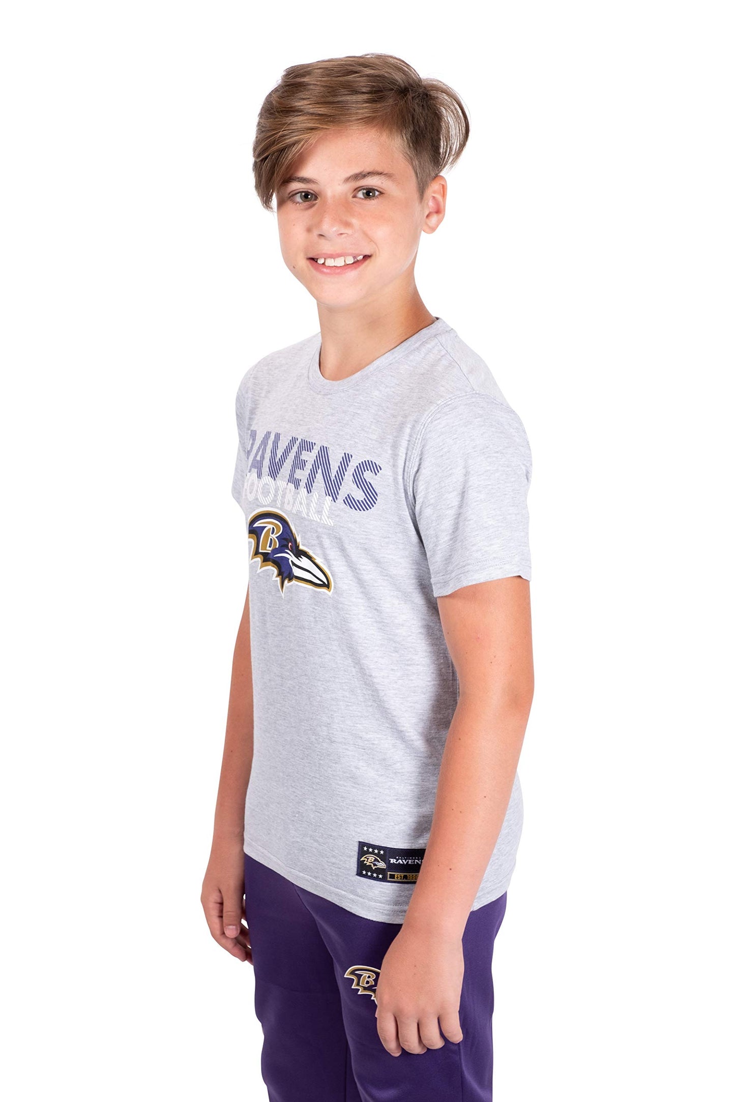 Ultra Game NFL Baltimore Ravens Youth Active Crew Neck Tee Shirt|Baltimore Ravens - UltraGameShop