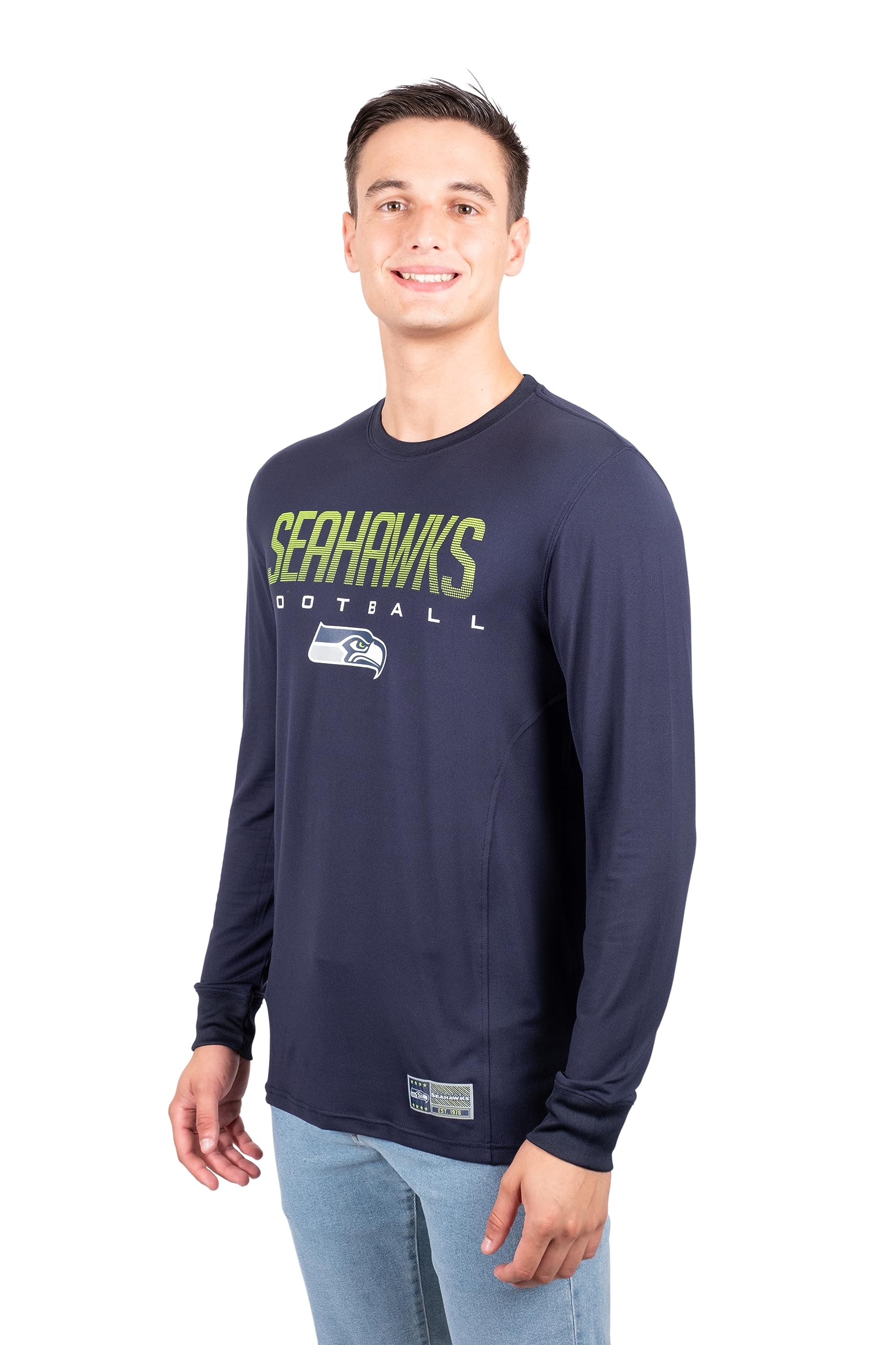 Ultra Game NFL Seattle Seahawks Mens Active Lightweight Quick Dry Long Sleeve T-Shirt|Seattle Seahawks