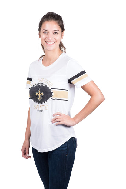 Ultra Game NFL New Orleans Saints Womens Soft Mesh Jersey Varsity Tee Shirt|New Orleans Saints - UltraGameShop