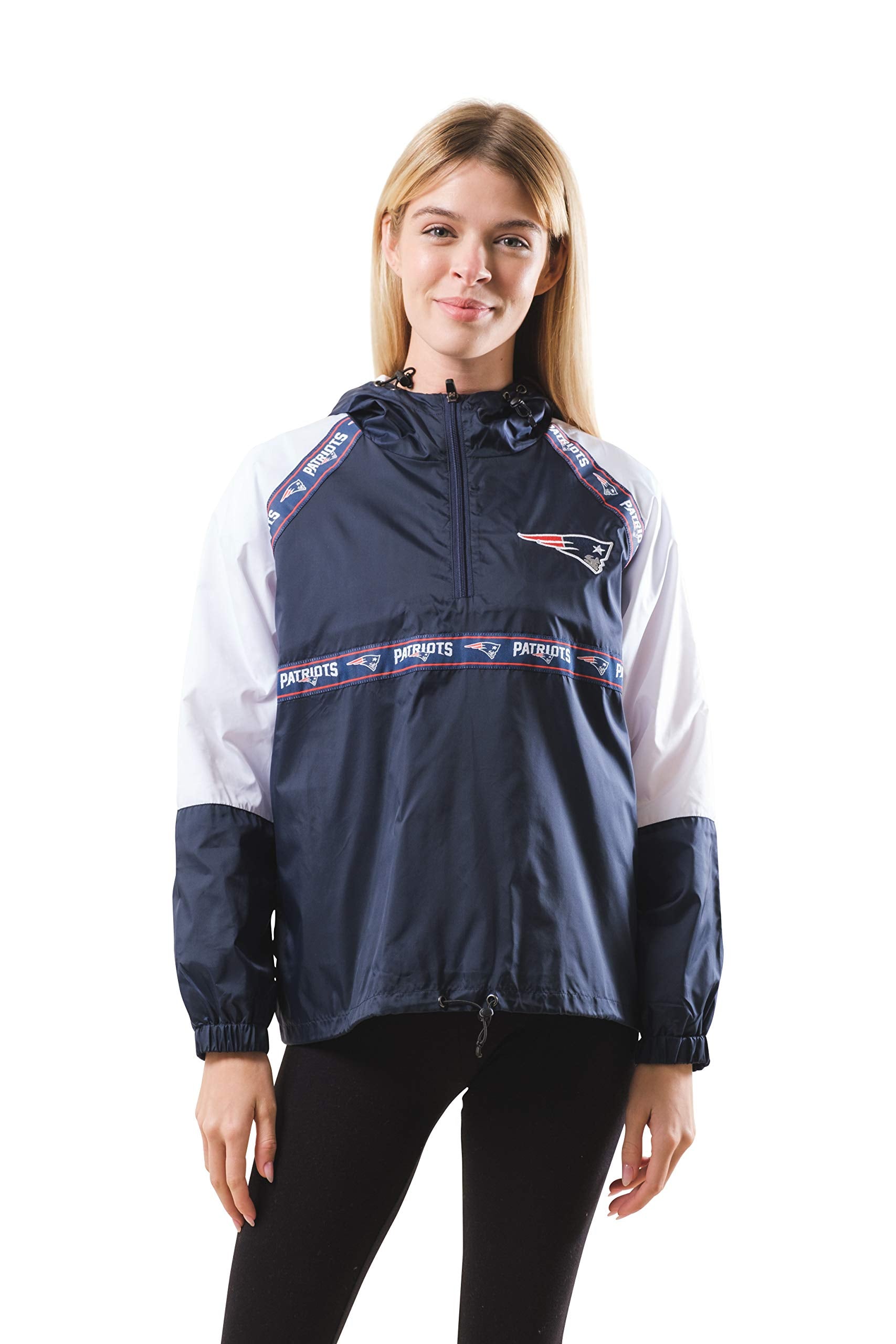 Ultra Game NFL New England Patriots Womens Quarter Zip Hoodie Windbreaker Jacket Regular Length|New England Patriots