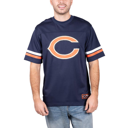 Ultra Game NFL Chicago Bears Mens Standard Jersey Crew Neck Mesh Stripe T-Shirt|Chicago Bears - UltraGameShop