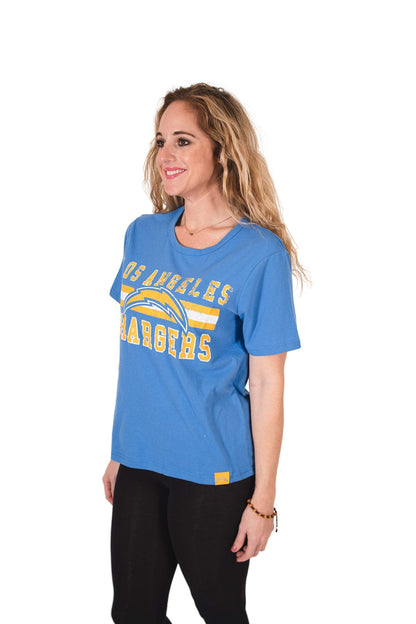 Ultra Game NFL Los Angeles Chargers Womens Distressed Graphics Soft Crew Neck Tee Shirt|Los Angeles Chargers - UltraGameShop