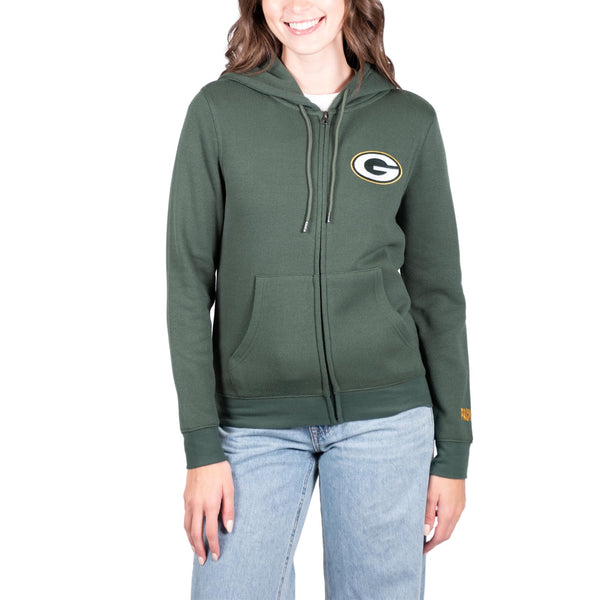 Ultra Game NFL Green Bay Packers Womens Full Zip Soft Marl Knit Hoodie Sweatshirt Jacket|Green Bay Packers