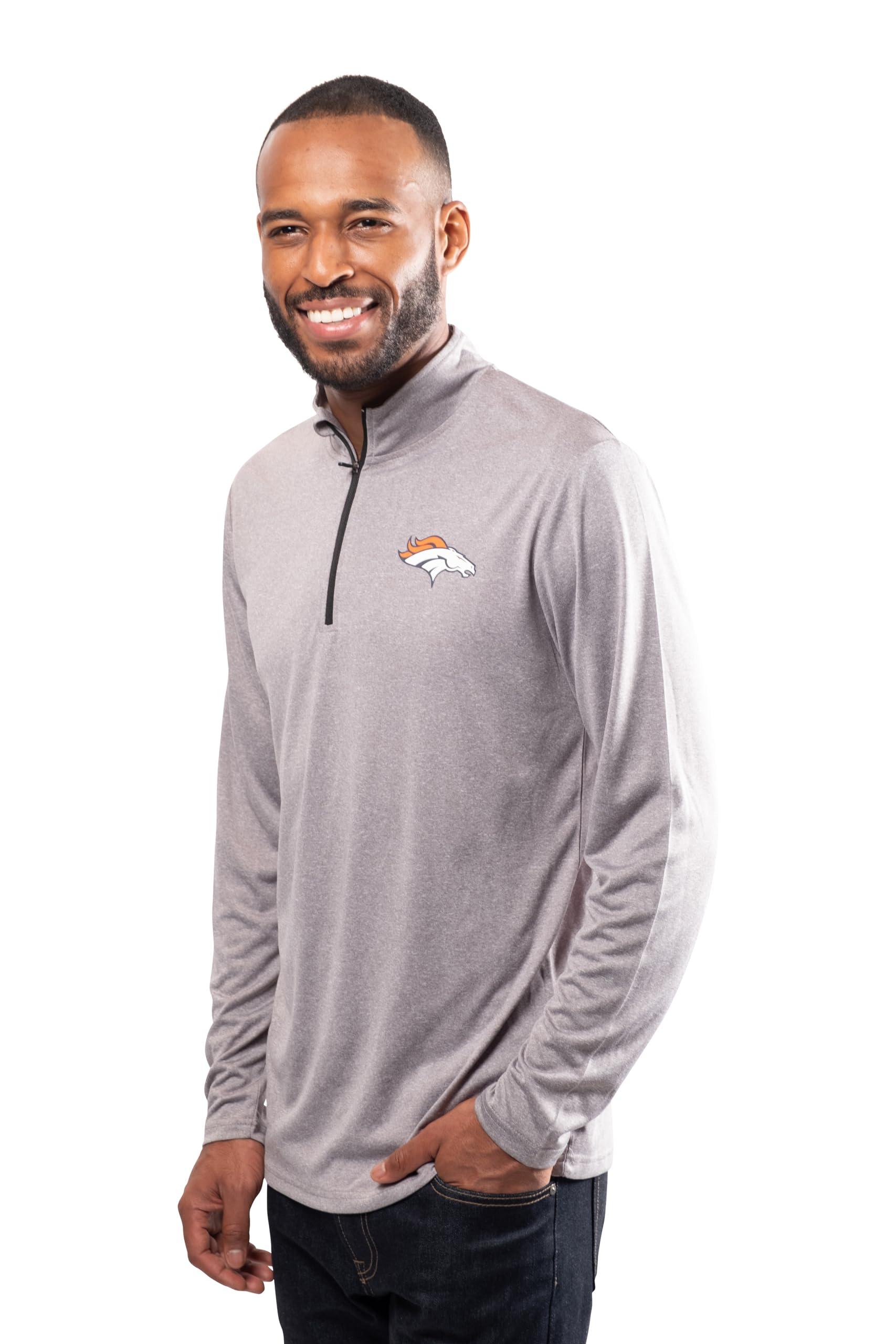 Ultra Game NFL Denver Broncos Mens Super Soft Quarter Zip Long Sleeve T-Shirt|Denver Broncos - UltraGameShop