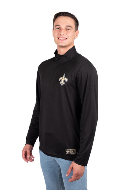 Ultra Game NFL New Orleans Saints Mens Super Soft Quarter Zip Long Sleeve T-Shirt|New Orleans Saints - UltraGameShop