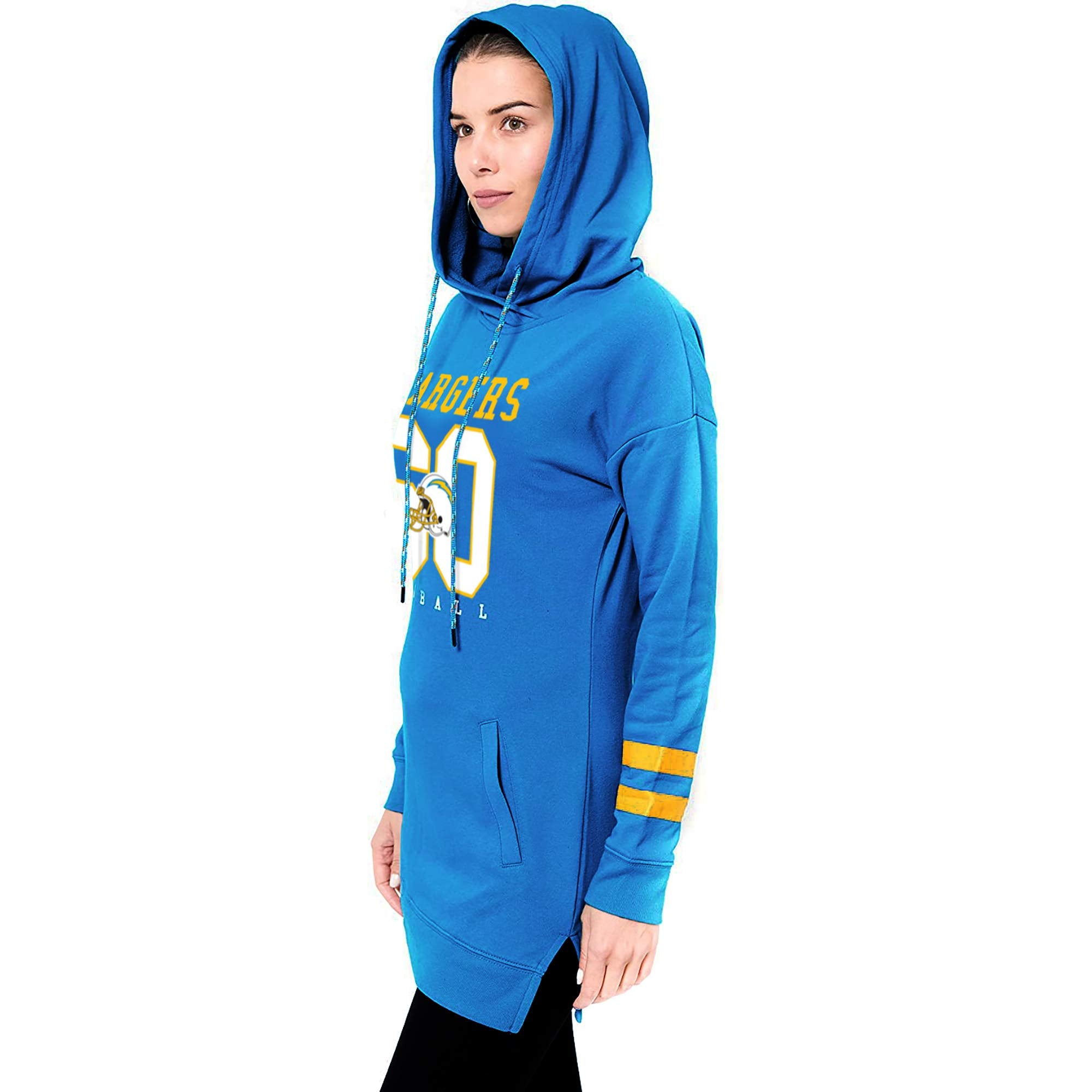 Ultra Game NFL Los Angeles Chargers Womens Soft French Terry Tunic Hoodie Pullover Sweatshirt|Los Angeles Chargers