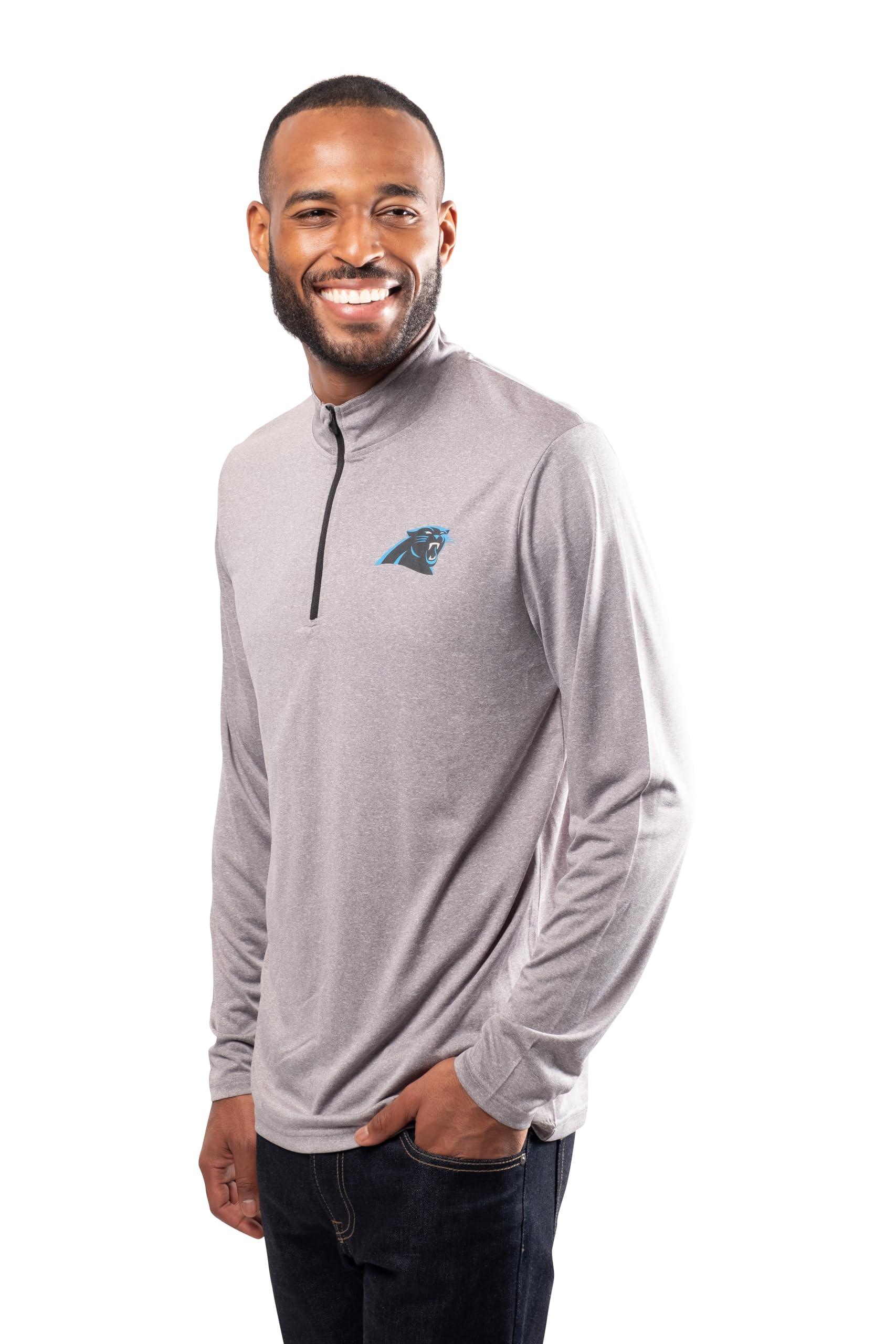 Ultra Game NFL Carolina Panthers Mens Super Soft Quarter Zip Long Sleeve T-Shirt|Carolina Panthers - UltraGameShop