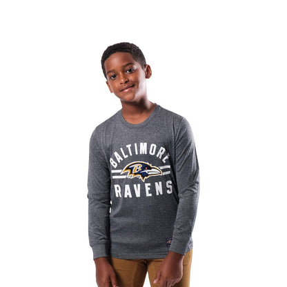 Ultra Game NFL Baltimore Ravens Youth Super Soft Supreme Long Sleeve T-Shirt|Baltimore Ravens - UltraGameShop