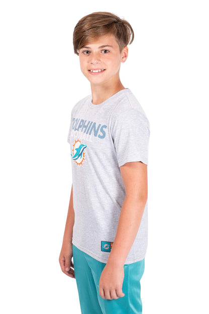 Ultra Game NFL Miami Dolphins Youth Active Crew Neck Tee Shirt|Miami Dolphins - UltraGameShop