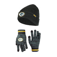 Ultra Game NFL Green Bay Packers Womens Super Soft Marled Winter Beanie Knit Hat with Extra Warm Touch Screen Gloves|Green Bay Packers