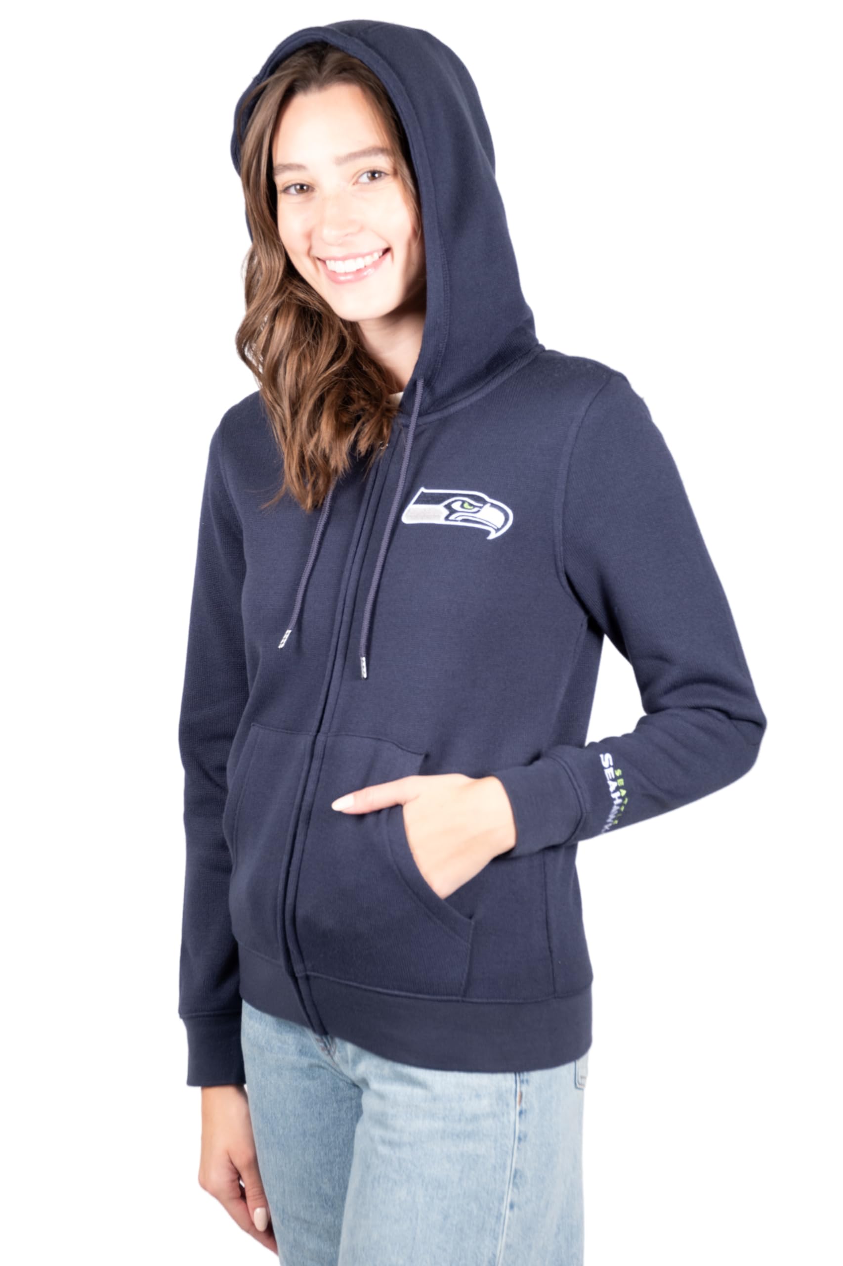 Ultra Game NFL Seattle Seahawks Womens Full Zip Soft Marl Knit Hoodie Sweatshirt Jacket|Seattle Seahawks