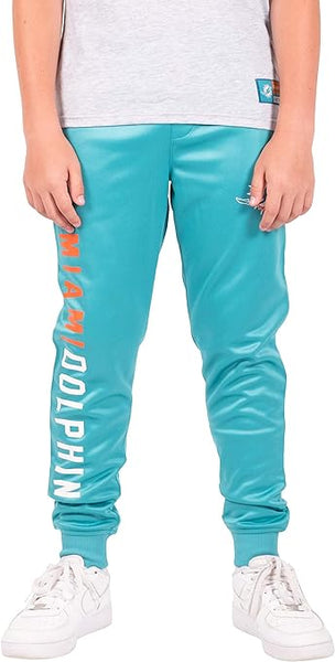 Ultra Game NFL Miami Dolphins Youth High Performance Moisture Wicking Fleece Jogger Sweatpants|Miami Dolphins