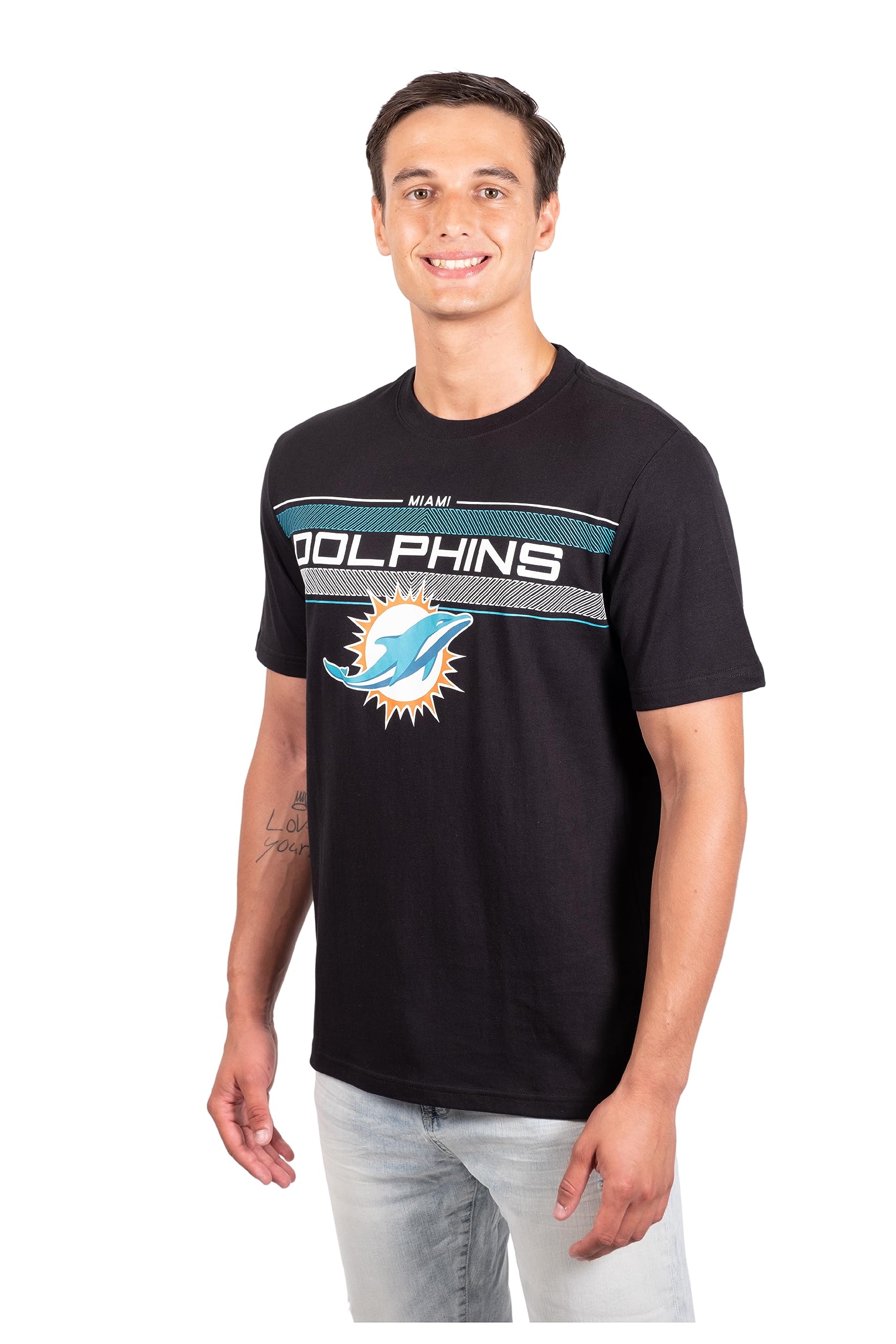 Ultra Game NFL Miami Dolphins Mens Super Soft Ultimate Game Day Crew Neck T-Shirt|Miami Dolphins