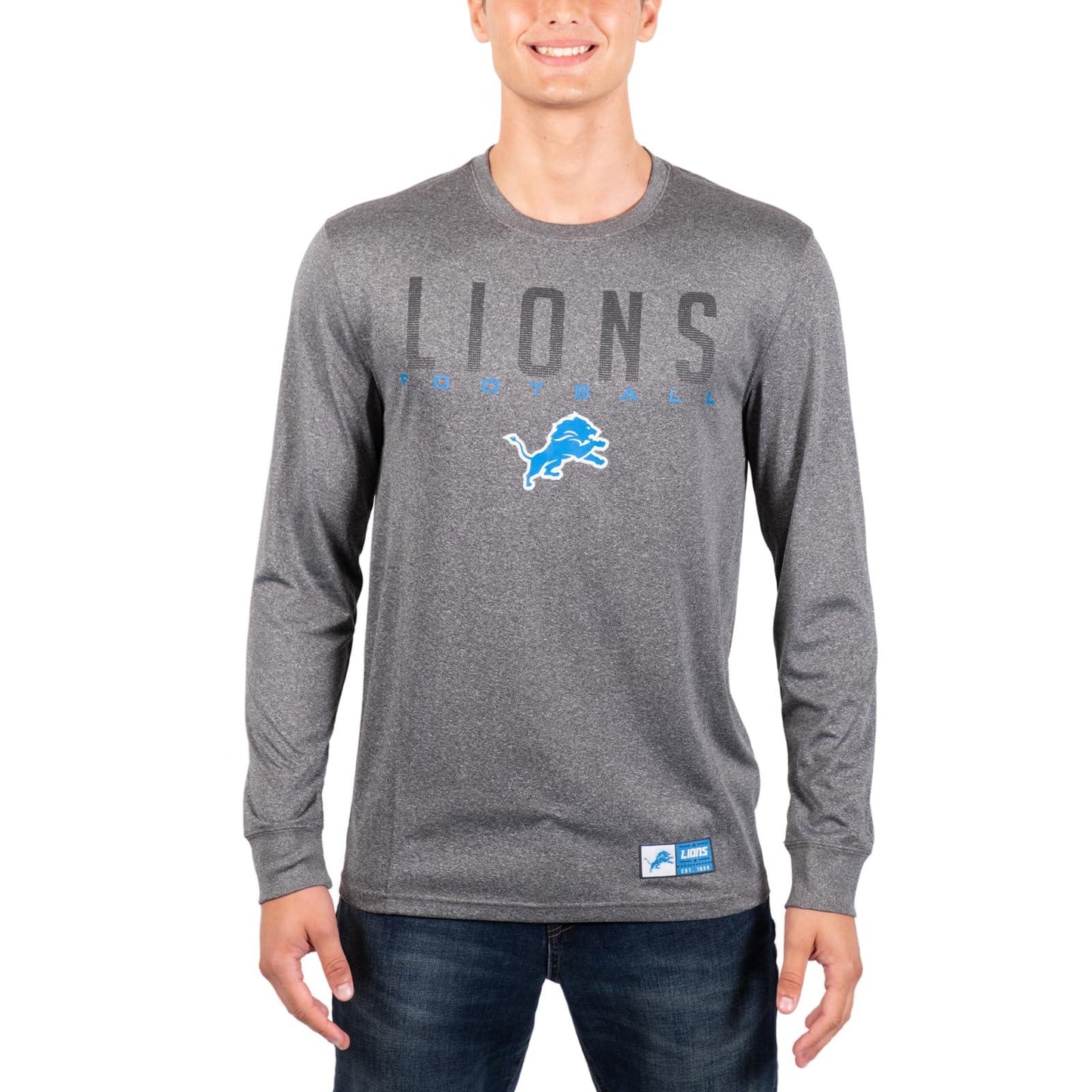 Ultra Game NFL Detroit Lions Mens Active Quick Dry Long Sleeve T-Shirt|Detroit Lions - UltraGameShop