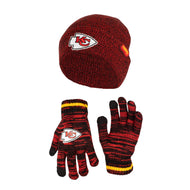 Ultra Game NFL Kansas City Chiefs Youth Super Soft Marled Winter Beanie Knit Hat with Extra Warm Touch Screen Gloves|Kansas City Chiefs