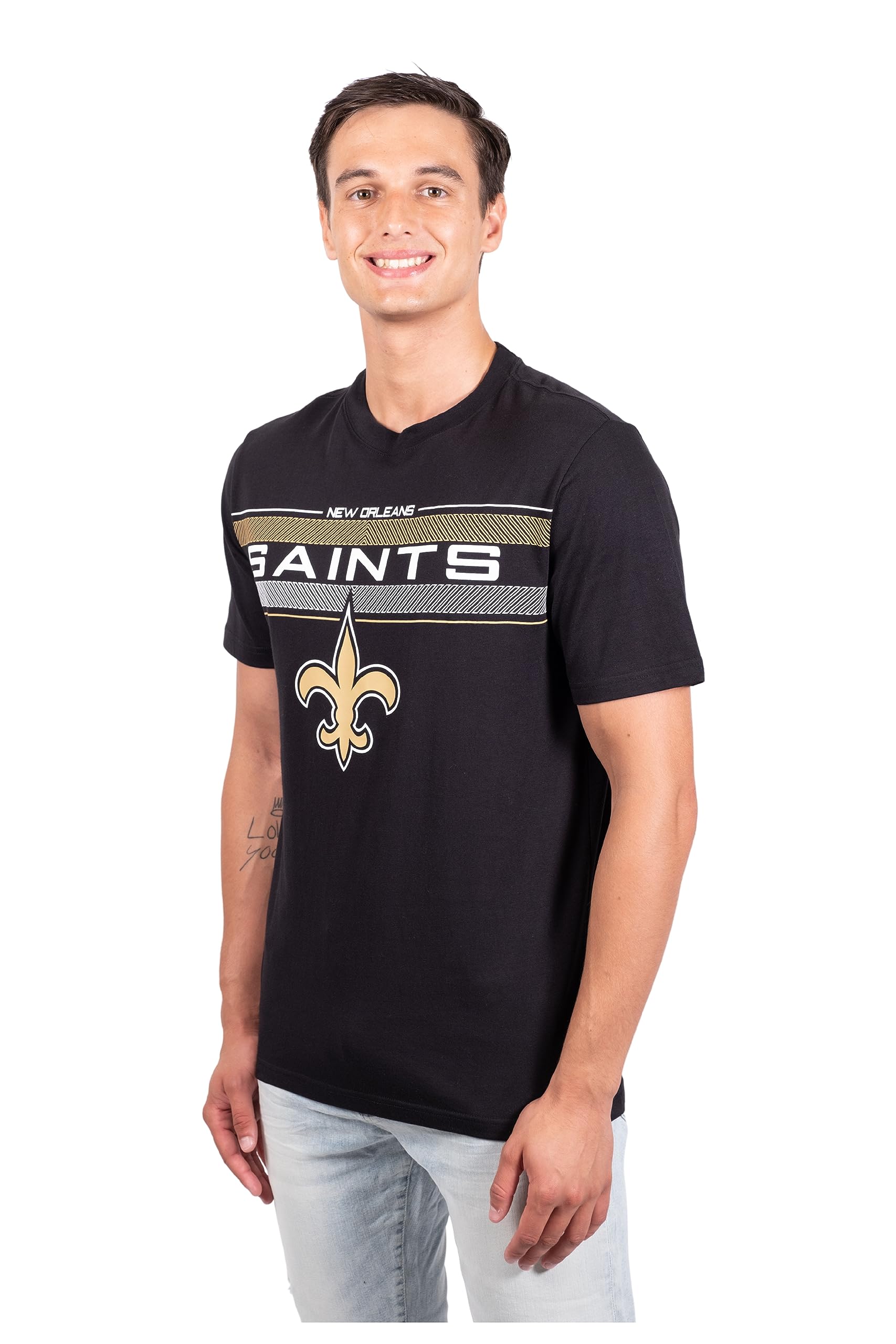 Ultra Game NFL New Orleans Saints Mens Super Soft Ultimate Game Day Crew Neck T-Shirt|New Orleans Saints