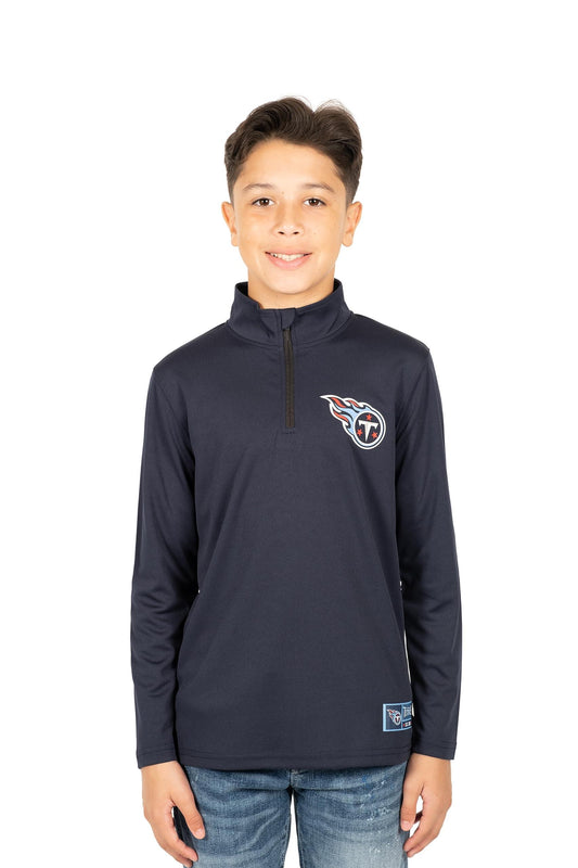 Ultra Game NFL Tennessee Titans Youth Super Soft Quarter Zip Long Sleeve T-Shirt|Tennessee Titans - UltraGameShop