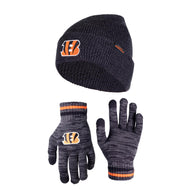Ultra Game NFL Cincinnati Bengals Womens Super Soft Marled Winter Beanie Knit Hat with Extra Warm Touch Screen Gloves|Cincinnati Bengals