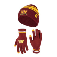 Ultra Game NFL Washington Commanders Womens Super Soft Team Stripe Winter Beanie Knit Hat with Extra Warm Touch Screen Gloves|Washington Commanders