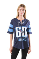 Ultra Game NFL Tennessee Titans Womens Soft Mesh Lace Up Jersey T-Shirt|Tennessee Titans