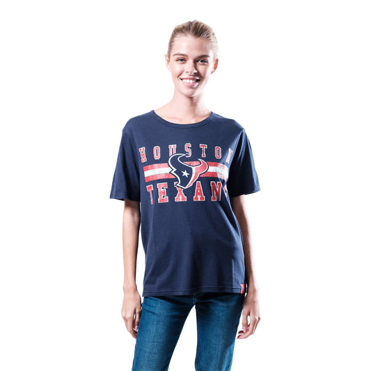 Ultra Game NFL Houston Texans Womens Distressed Graphics Soft Crew Neck Tee Shirt|Houston Texans - UltraGameShop