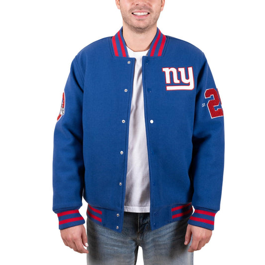 Ultra Game NFL New York Giants Mens Classic Varsity Coaches Jacket|New York Giants - UltraGameShop