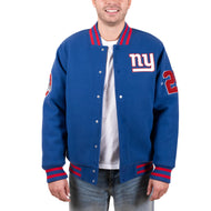 Ultra Game NFL New York Giants Mens Classic Varsity Coaches Jacket|New York Giants