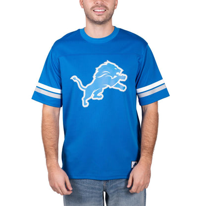 Ultra Game NFL Detroit Lions Mens Standard Jersey Crew Neck Mesh Stripe T-Shirt|Detroit Lions - UltraGameShop