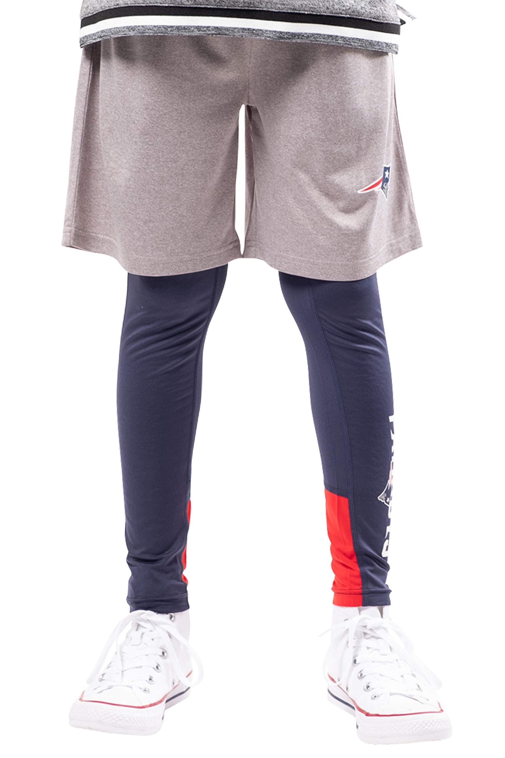 Ultra Game NFL New England Patriots Youth 2 Piece Leggings & Shorts Training Compression Set|New England Patriots - UltraGameShop
