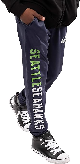 Ultra Game NFL Seattle Seahawks Youth High Performance Moisture Wicking Fleece Jogger Sweatpants|Seattle Seahawks - UltraGameShop