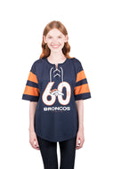 Ultra Game NFL Denver Broncos Womens Soft Mesh Lace Up Jersey T-Shirt|Denver Broncos