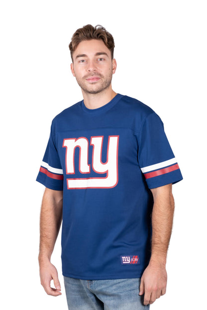 Ultra Game NFL New York Giants Mens Standard Jersey Crew Neck Mesh Stripe T-Shirt|New York Giants - UltraGameShop