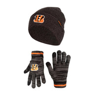 Ultra Game NFL Cincinnati Bengals Youth Super Soft Marled Winter Beanie Knit Hat with Extra Warm Touch Screen Gloves|Cincinnati Bengals
