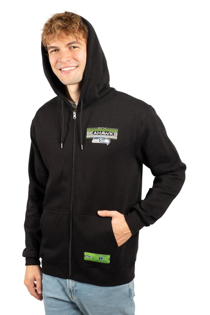 Ultra Game NFL Seattle Seahawks Mens Standard Sherpa Full Zip Cozy Fleece Hoodie Sweatshirt Jacket|Seattle Seahawks - UltraGameShop