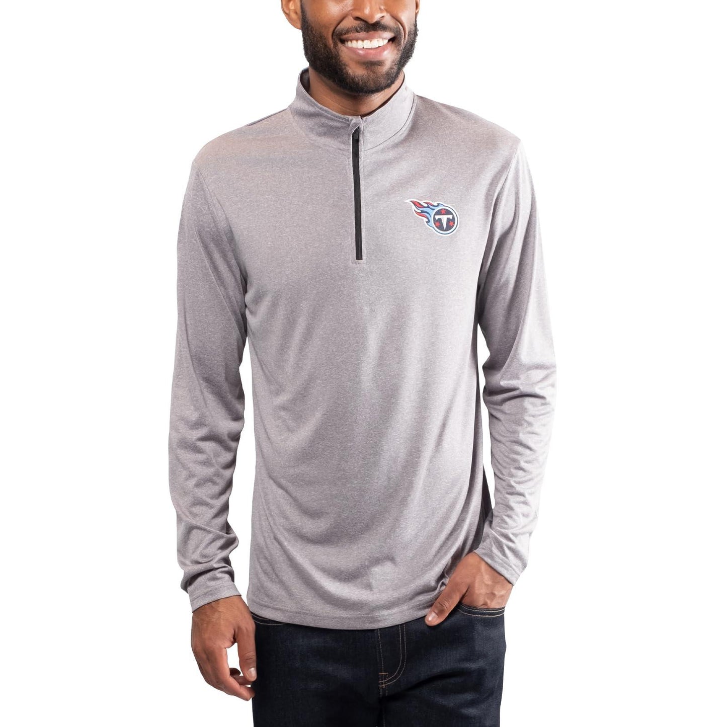 Ultra Game NFL Tennessee Titans Mens Super Soft Quarter Zip Long Sleeve T-Shirt|Tennessee Titans - UltraGameShop