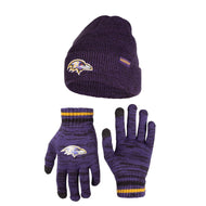 Ultra Game NFL Baltimore Ravens Womens Super Soft Marled Winter Beanie Knit Hat with Extra Warm Touch Screen Gloves|Baltimore Ravens