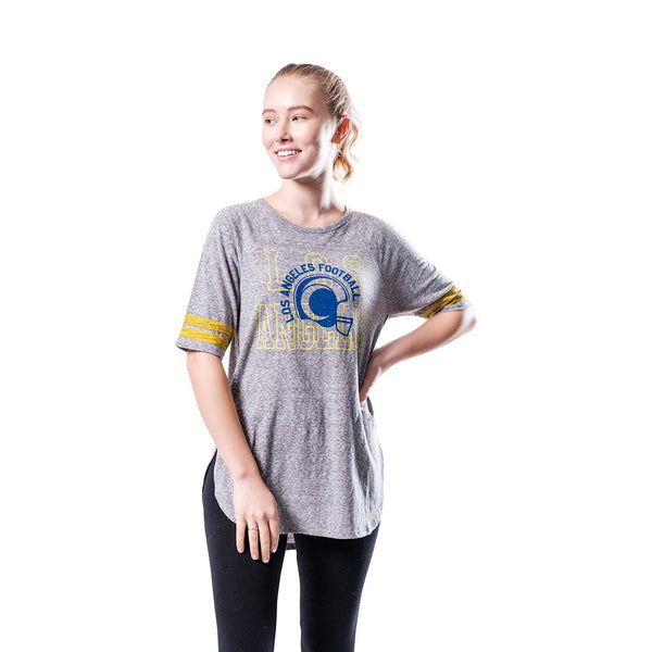 Ultra Game NFL Los Angeles Rams Womens Super Soft Modal Vintage Stripe T-Shirt|Los Angeles Rams