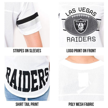 Ultra Game NFL Las Vegas Raiders Womens Soft Mesh Jersey Varsity Tee Shirt|Las Vegas Raiders - UltraGameShop